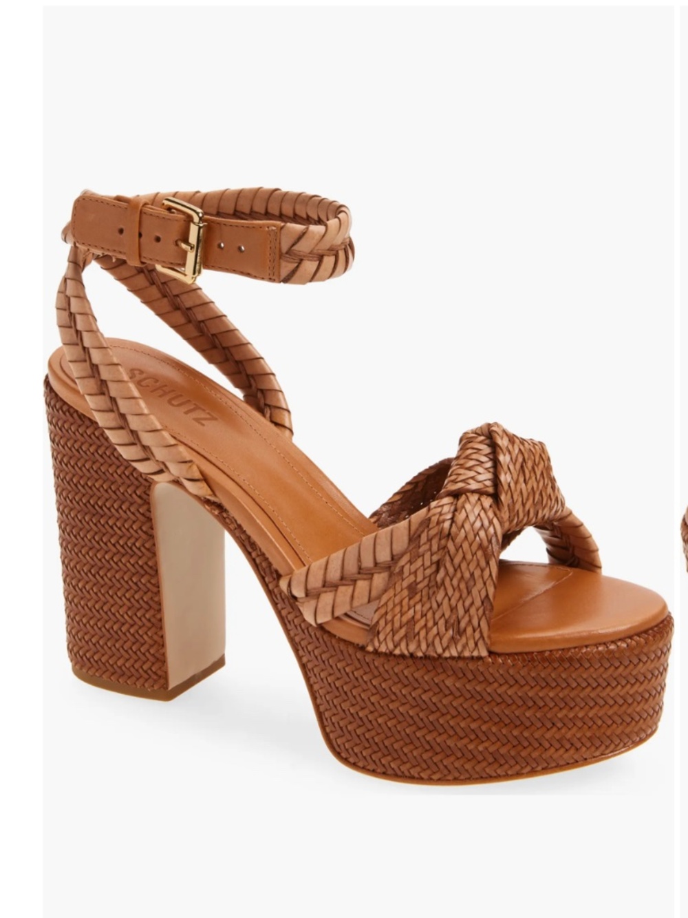 Schutz Khari Woven Block Heel Platform Sandal (Women) | Size 7.5
